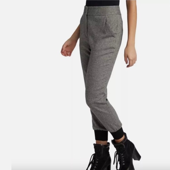 Veronica Beard Frazier joggers, black/ white herringbone. - Picture 1 of 7